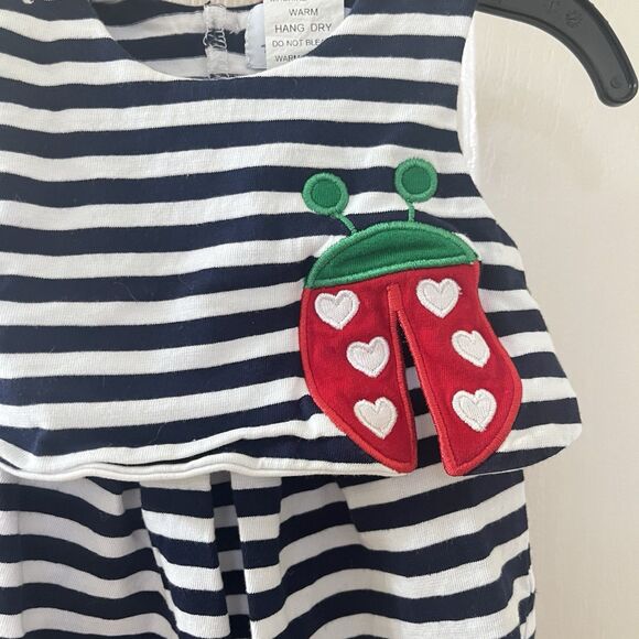 Florence Eiseman Black Striped Ladybug Romper Girls Size 6 Months - Picture 4 of 10